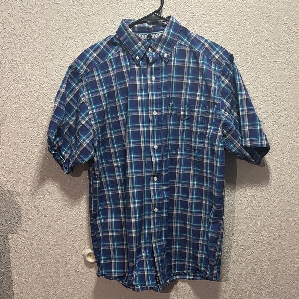 Ariat Navy and Teal Plaid Men's Shirt
